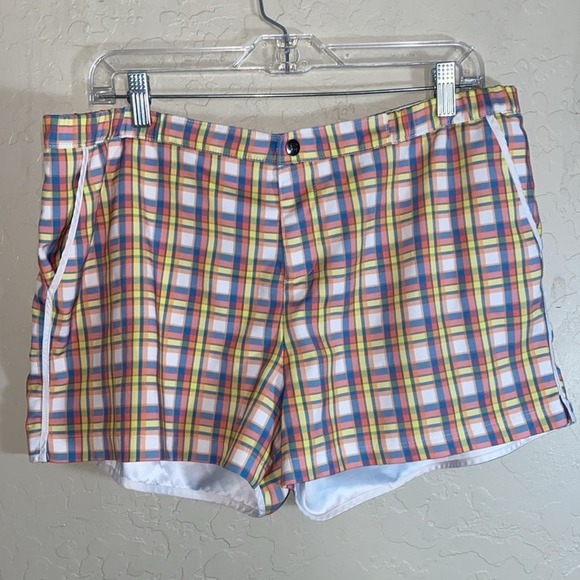 Parke & Ronan Angelo retro plaid swim trunks - Picture 7 of 7